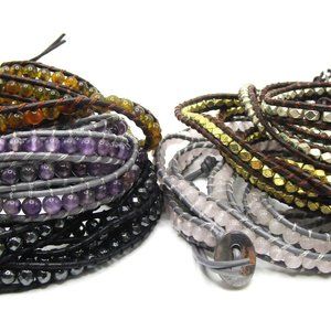 6 Lulu Dharma Wrap Bracelets Amethyst Amber Rose Quartz More